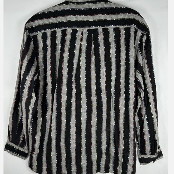 Vintage Esprit Striped Embroidered Snap Front Top Sz L Cotton Rayon Southwestern - Picture 2 of 5